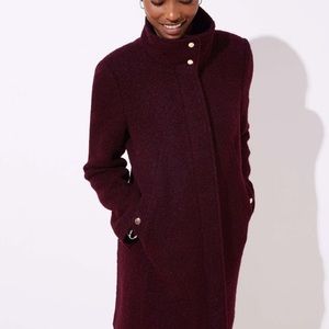 Loft Funnel Neck Wool Blend Boucle Coat